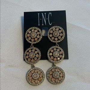 INC Gold and Cream Dangle Earrings